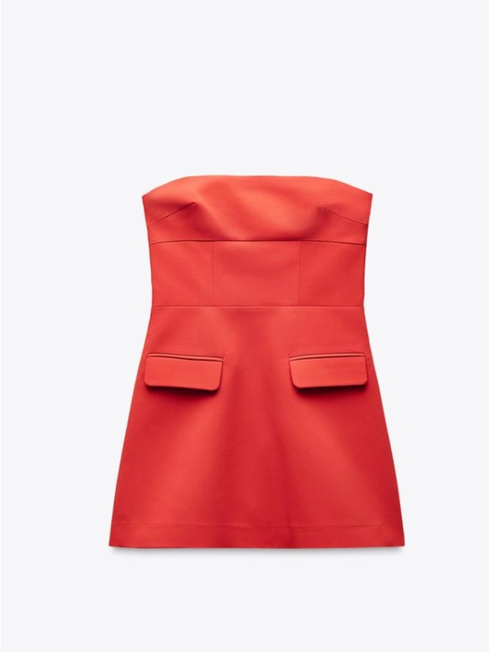 ZARA \ Strapless Lapel Dress Orange Size S
